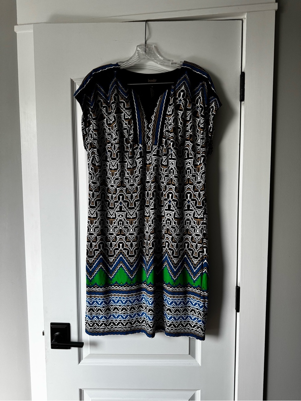 Laundry by Shelli Segal Black, Blue & Green Patterned Women's Dress EUC
